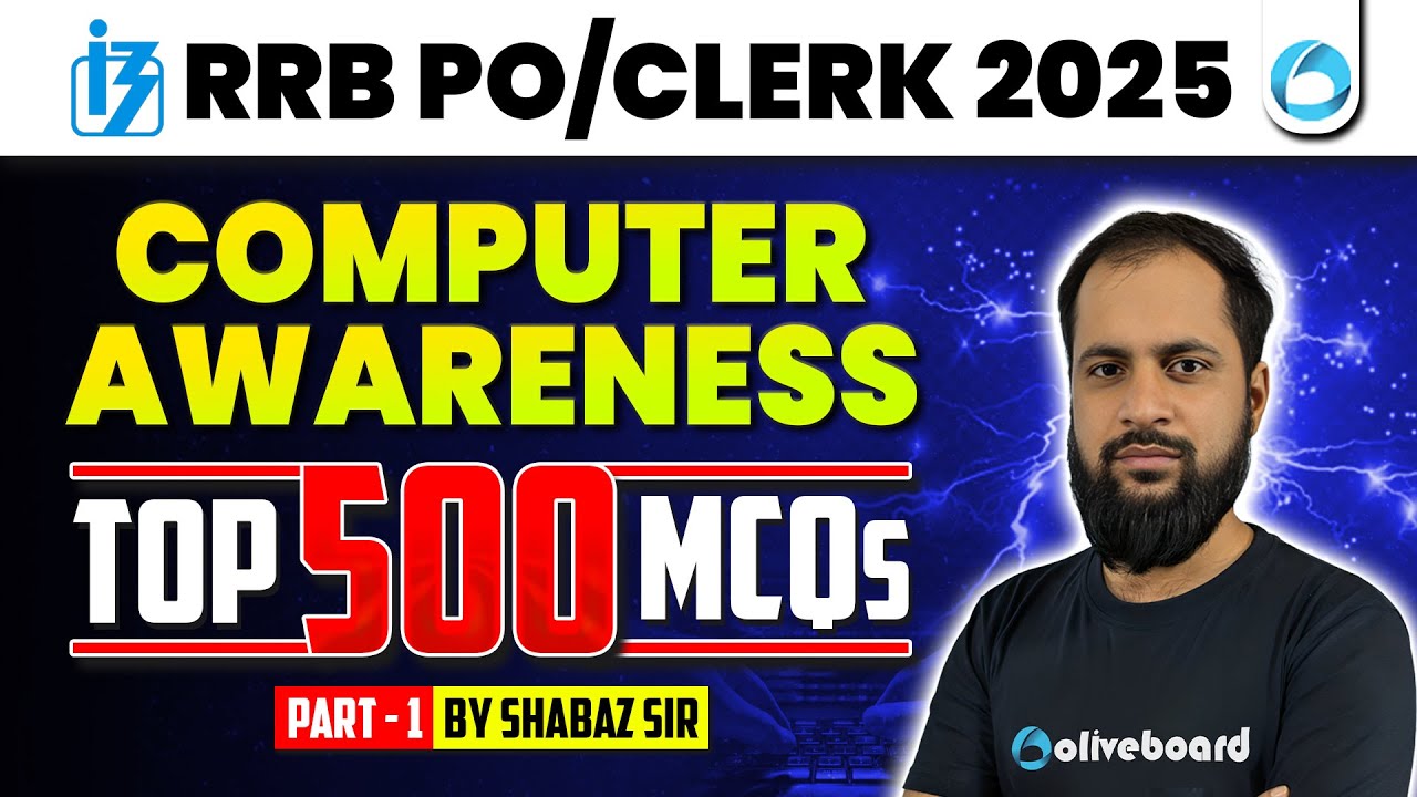 RRB PO/Clerk Computer Awareness 2025 | Computer Awareness Top 500 MCQs Part - 1 | By Shabaz Sir