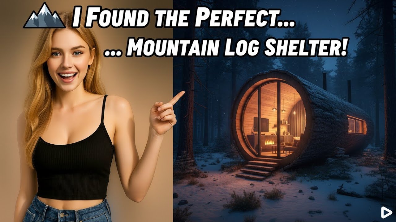 🏔️ I Found the Perfect Mountain Log and Turned It Into a Secret Modern Shelter
