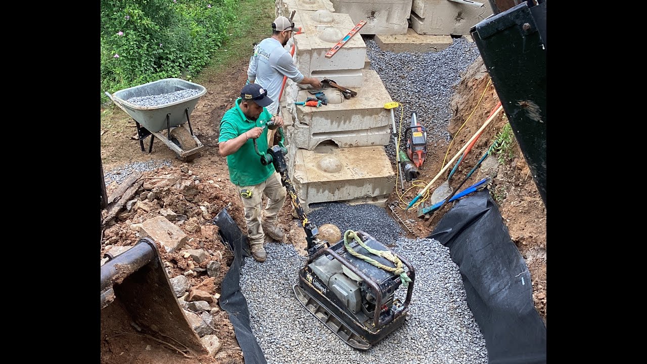 Big Redi-Rock Retaining Wall installed between properties in State College, PA