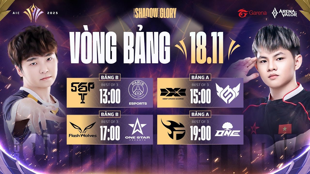 SGP vs PSG | DCG vs FS | FW vs 1S | FPT vs ONE | V&Ograve;NG BẢNG | AIC 2025 (18/11)
