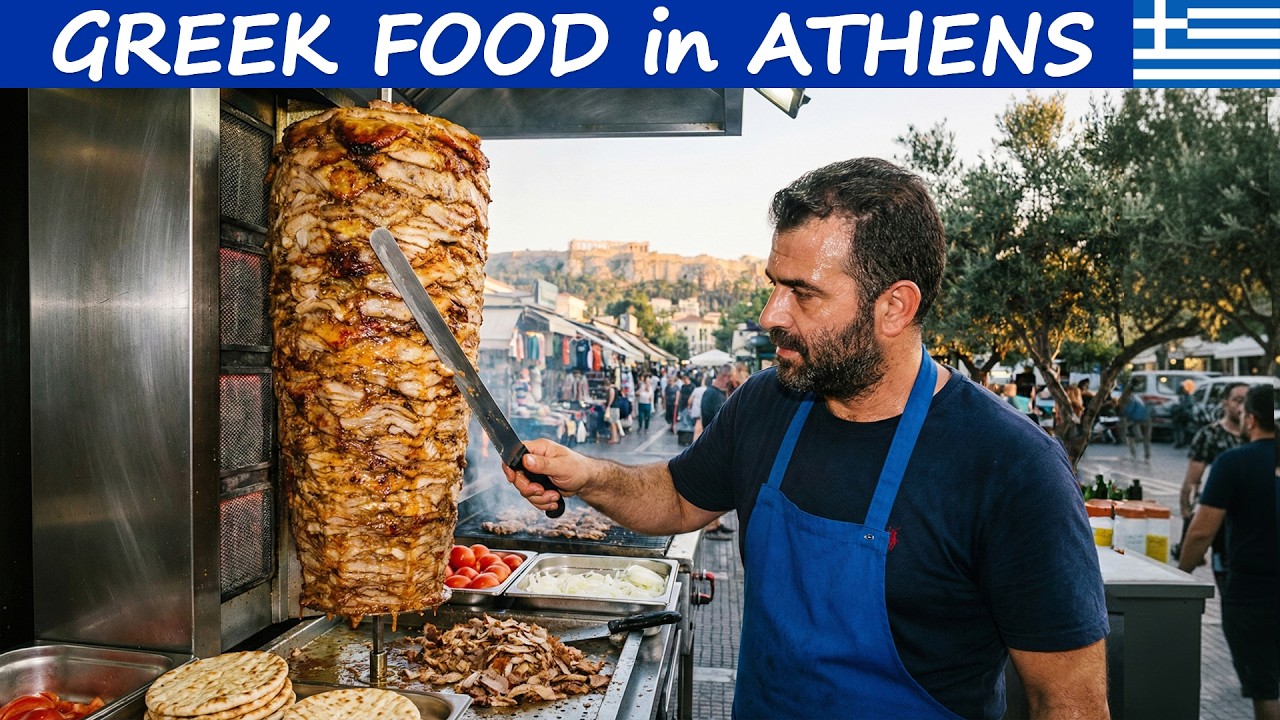 ГРЕЧЕСКАЯ КУХНЯ в АФИНАХ – лучшие СУВЛАКИ, местная еда и мусака!