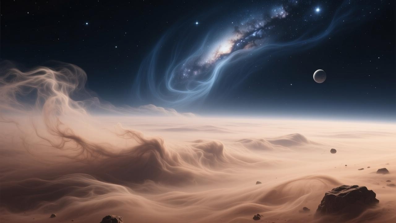 A Gentle Cosmic Distance Where Thoughts Slow Down and the Night Feels Easier to Hold