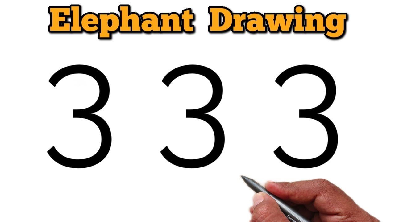How to Draw Elephant from Number 33 | Easy Drawing Trick for Beginners