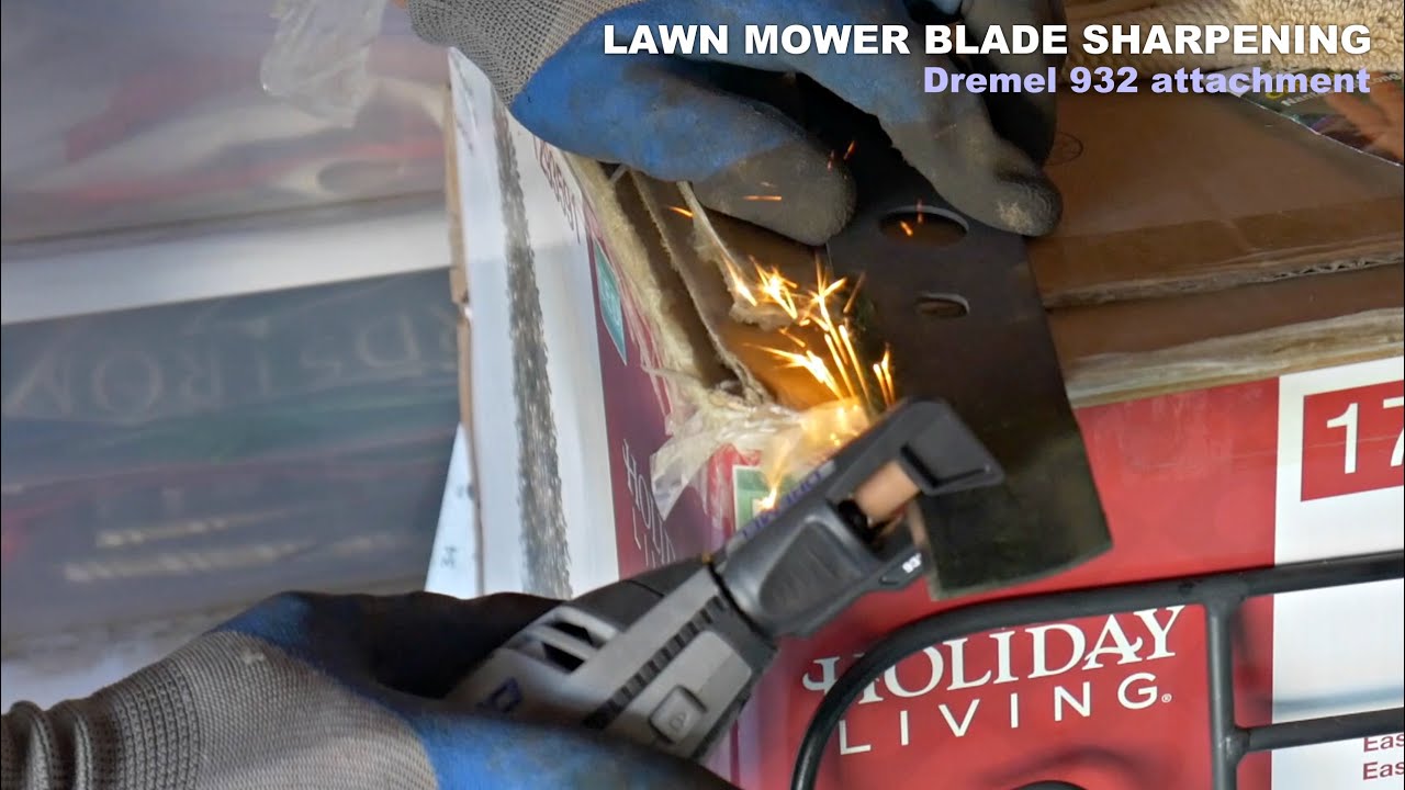 Sharpening Lawn Mower Blade with Dremel 932 attachment