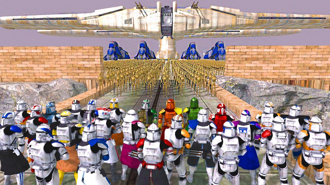 Can All CLONE COMMANDERS Survive VS 5,000 DROID ARMY Invasion?! - Men of War: Star Wars Mod