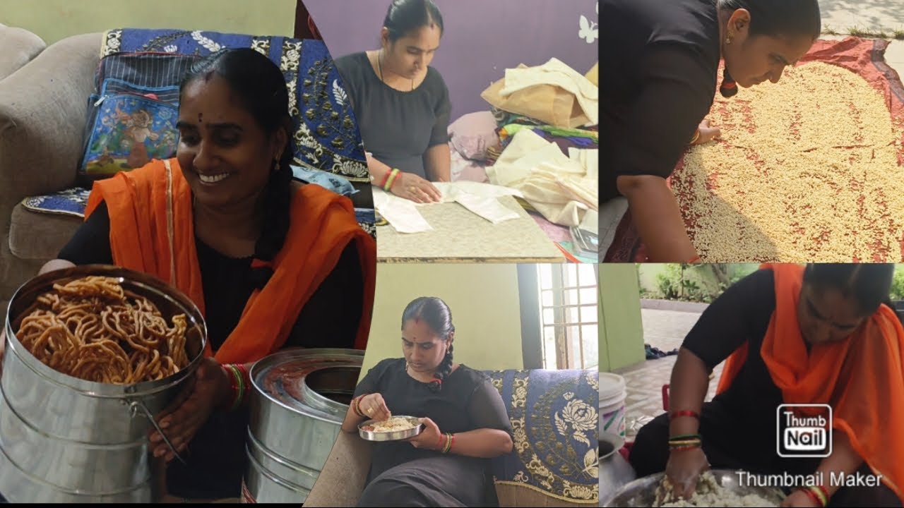 పండుగ పనులు అయిపొయి పిండి వంటలు మొదలయ్యాయి||day-1పిండి వంట||vlog #Lucky's kitchen world 