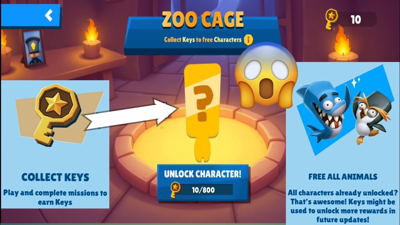 New feature zoo cage, collect keys to free character 🙀
