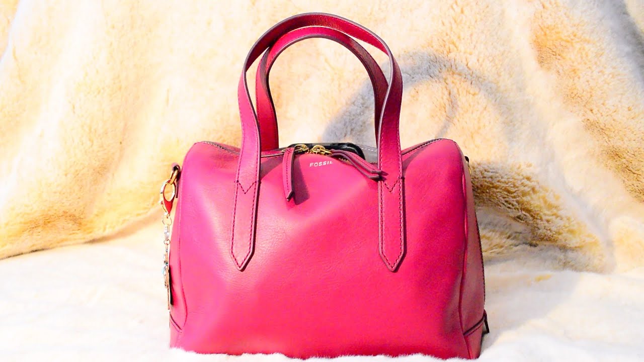 FOSSIL Sydney Satchel Leather-Raspberry-A5-Rambling about WIMB
