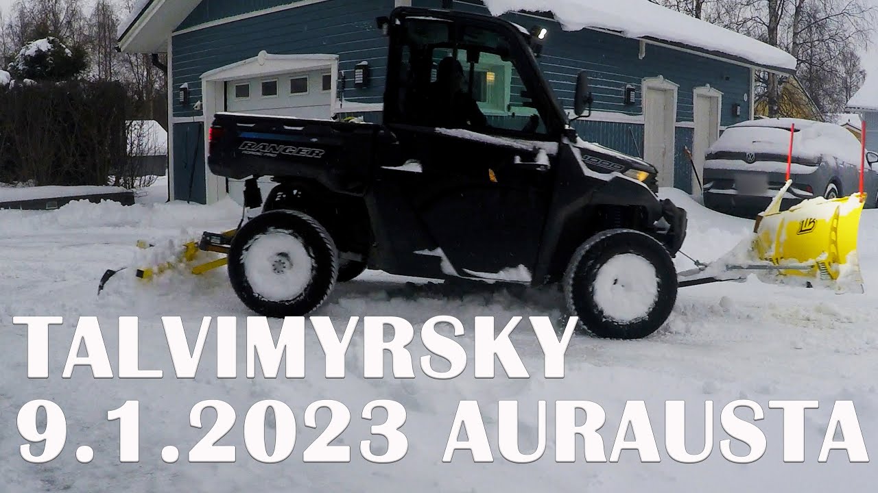 Lumitöitä meri-lapissa 9.1.2023. Polaris Ranger 1000 UTV/Iron baltic. Snow plowing in Finland.