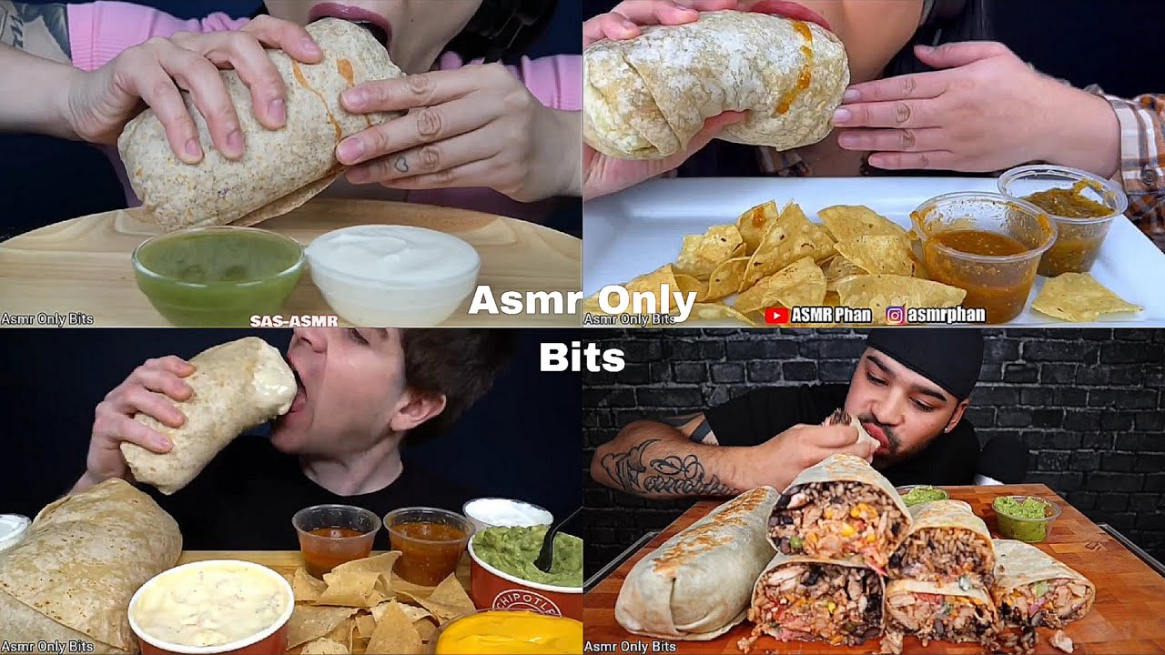 ASMR Giant Burrito Compilation//Compilation///no talking///Bites only////asmr Mukbang//asmr food