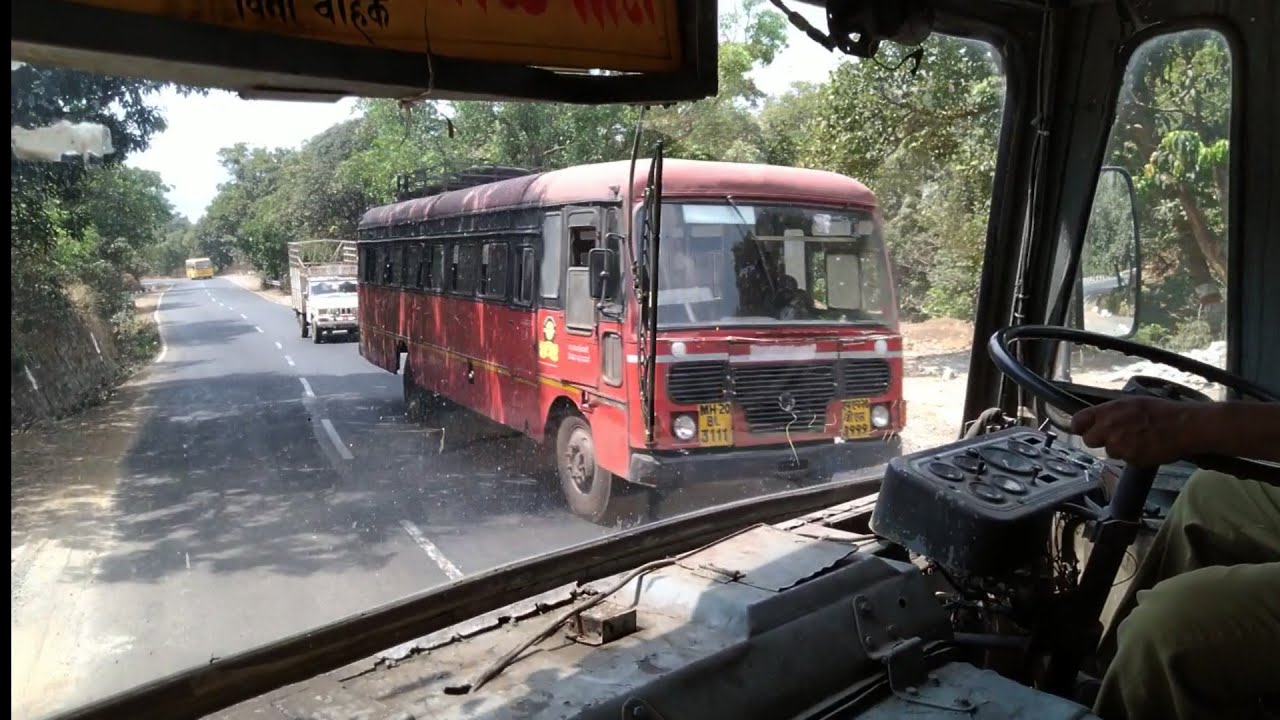 माळशेज घाटात एसटी बस। MSRTC BUS CABIN RIDE ON MALSHEJ GHAT
