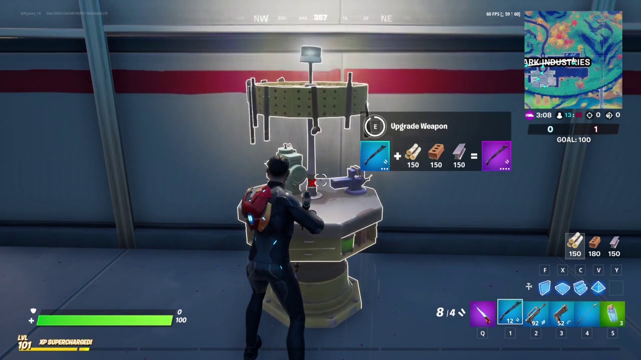 Use an Upgrade Bench as Tony Stark - Tony Stark Awakening Challenges - Fortnite