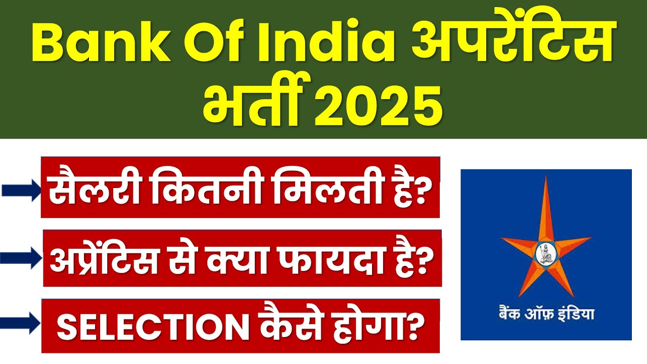 Bank of India Apprentice 2025 | Bank of India Apprentice kya hai | Bank of India apprentice salary
