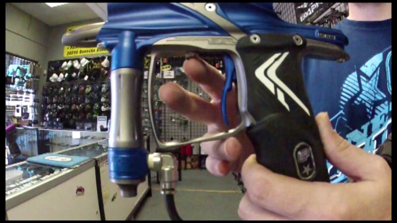 Funny slow-motion video of a paintball trigger being pulled