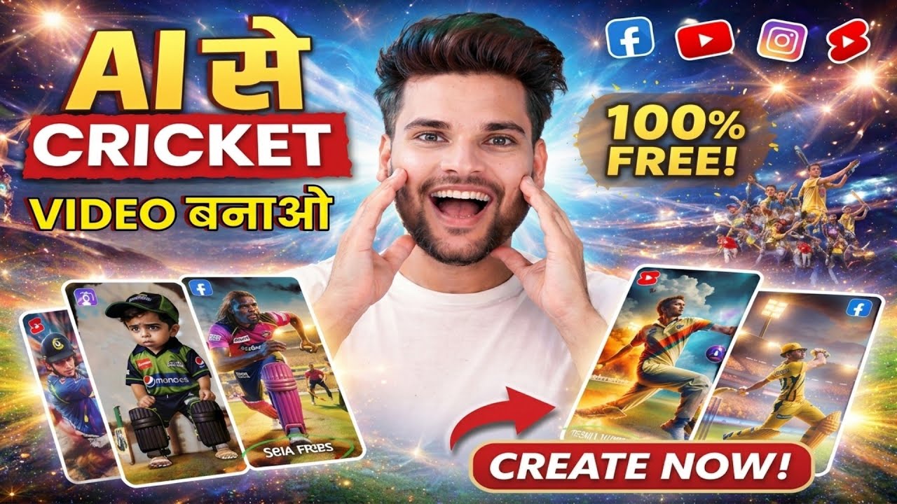 How to Make Cricket Videos with AI 🔥 100% FREE | Step by Step Guide