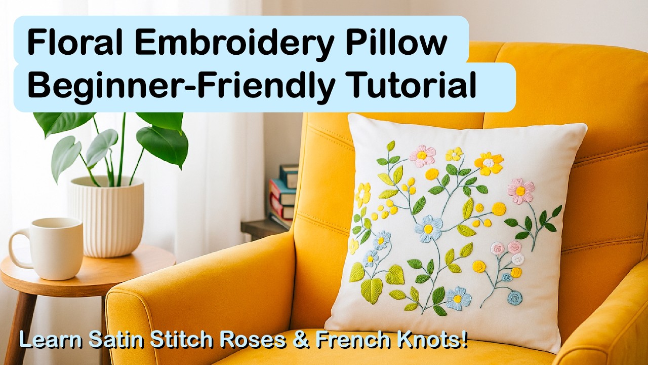 Beginner-Friendly 3D Floral Embroidery Pillow Tutorial