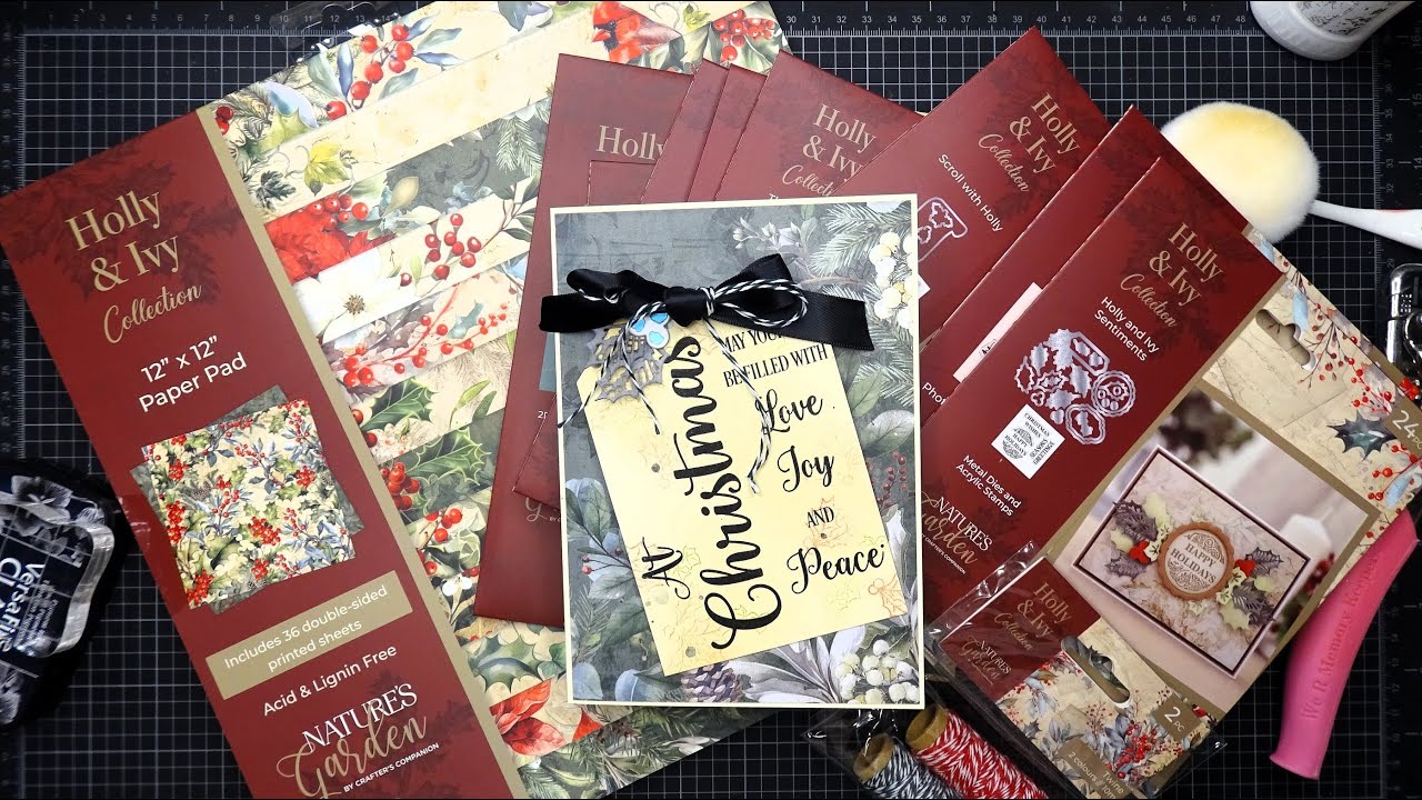 Crafter's Companion Nature's Garden Holly & Ivy Bundle Unboxing & 5x7 Card Tutorial!