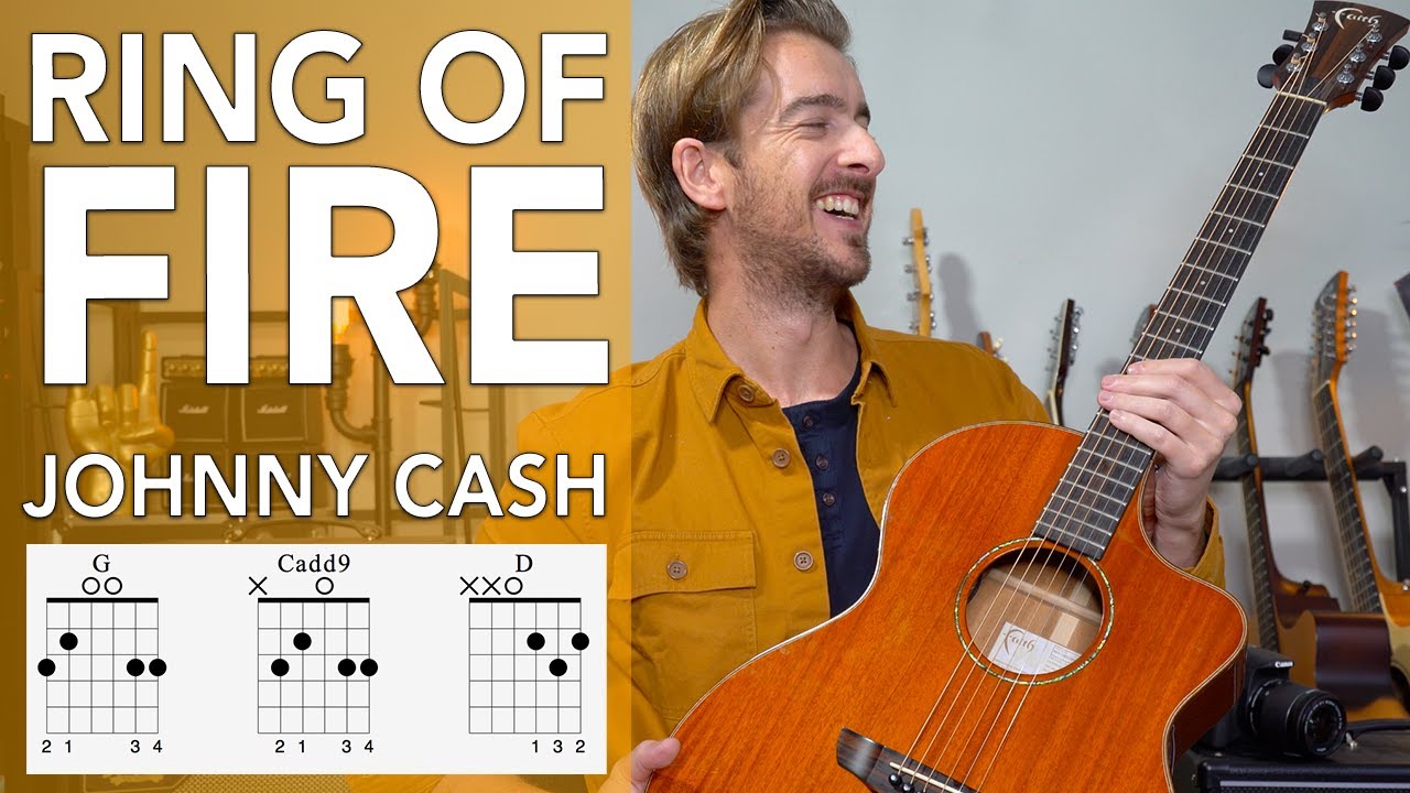 Ring Of Fire by Johnny Cash - EASY 3 Chord Song Guitar Tutorial