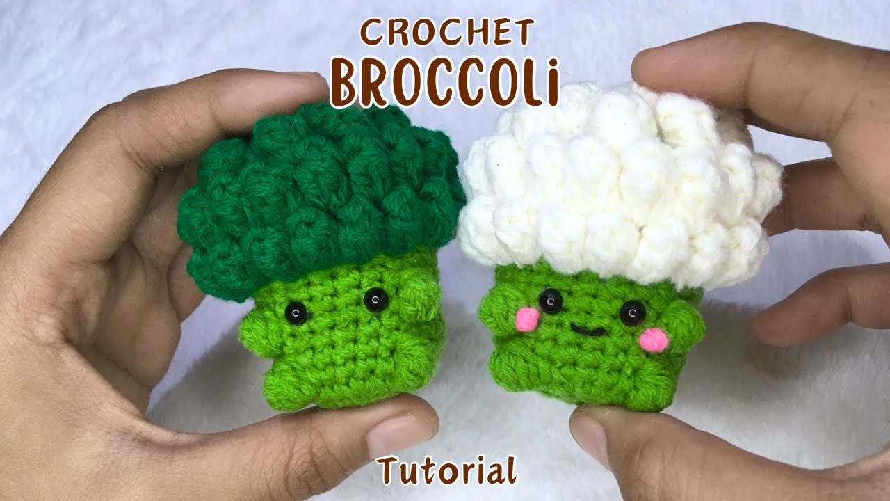 How to Crochet Broccoli Keychain | Cauliflower Amigurumi Vegetable Pattern