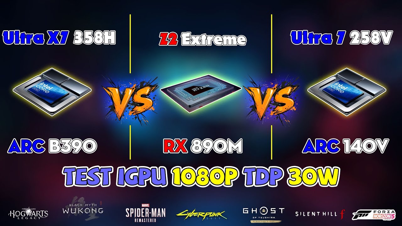 iGPU ARC 140V vs. RX 890m vs. ARC B390: The Ultimate 1080p Gaming Test (30W TDP / High Settings)