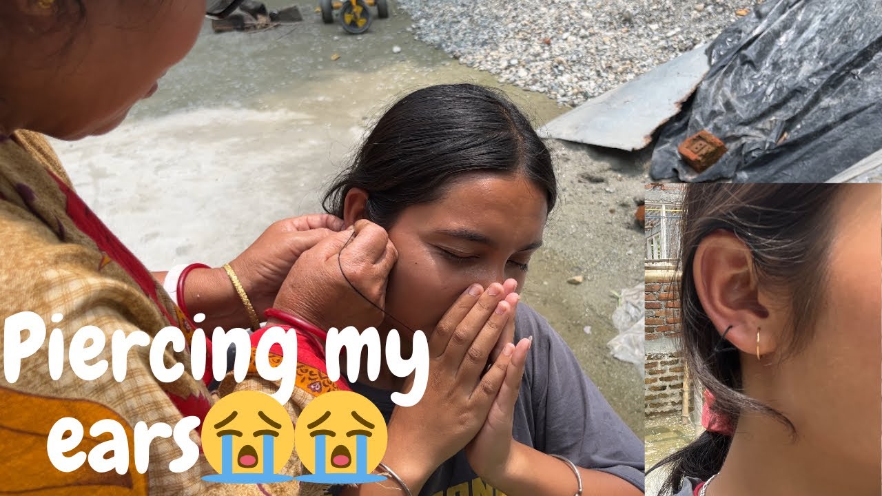 Piercing my ears😭😭 || Assam || #piercing #vlog #village #villagevlog