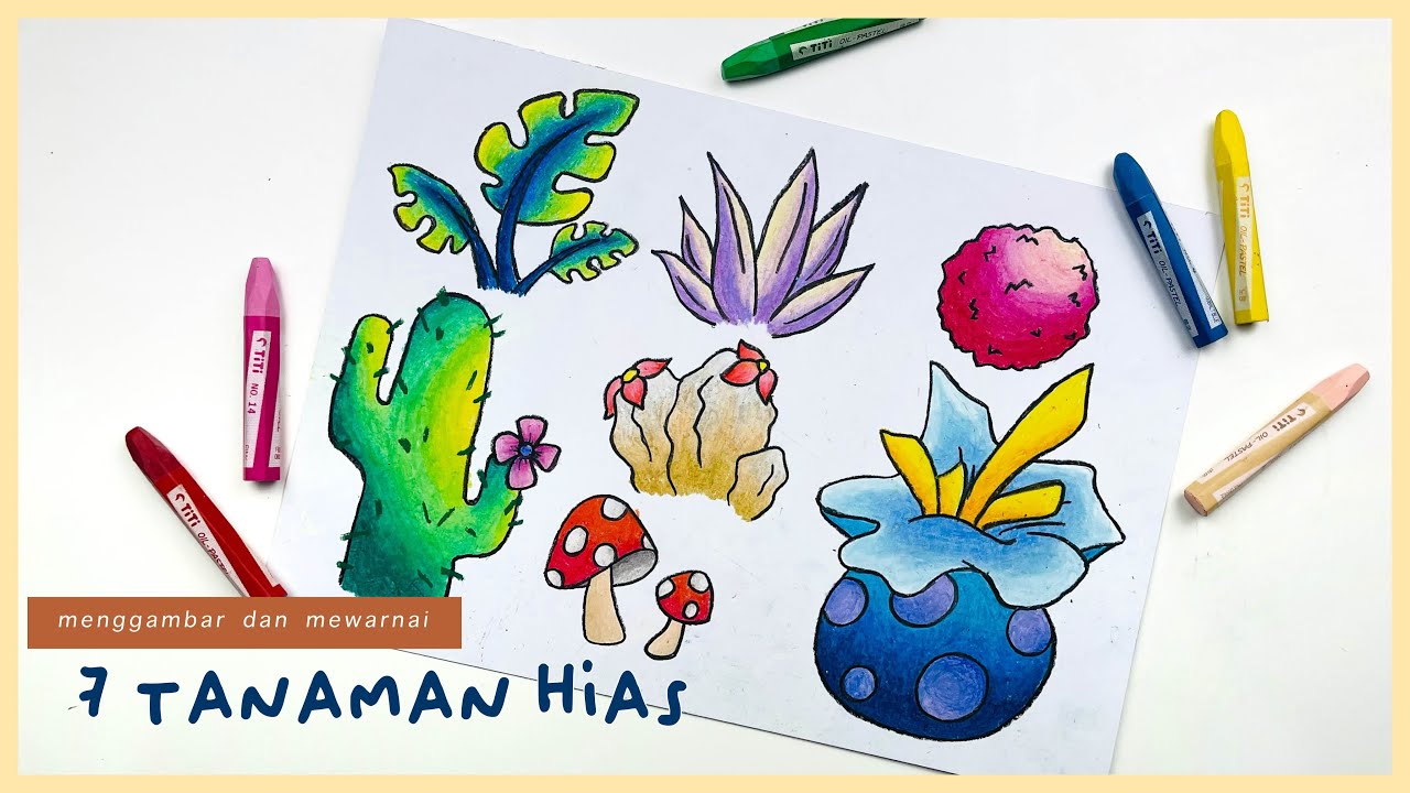 Cara menggambar TANAMAN HIAS  🌵🍄🌻