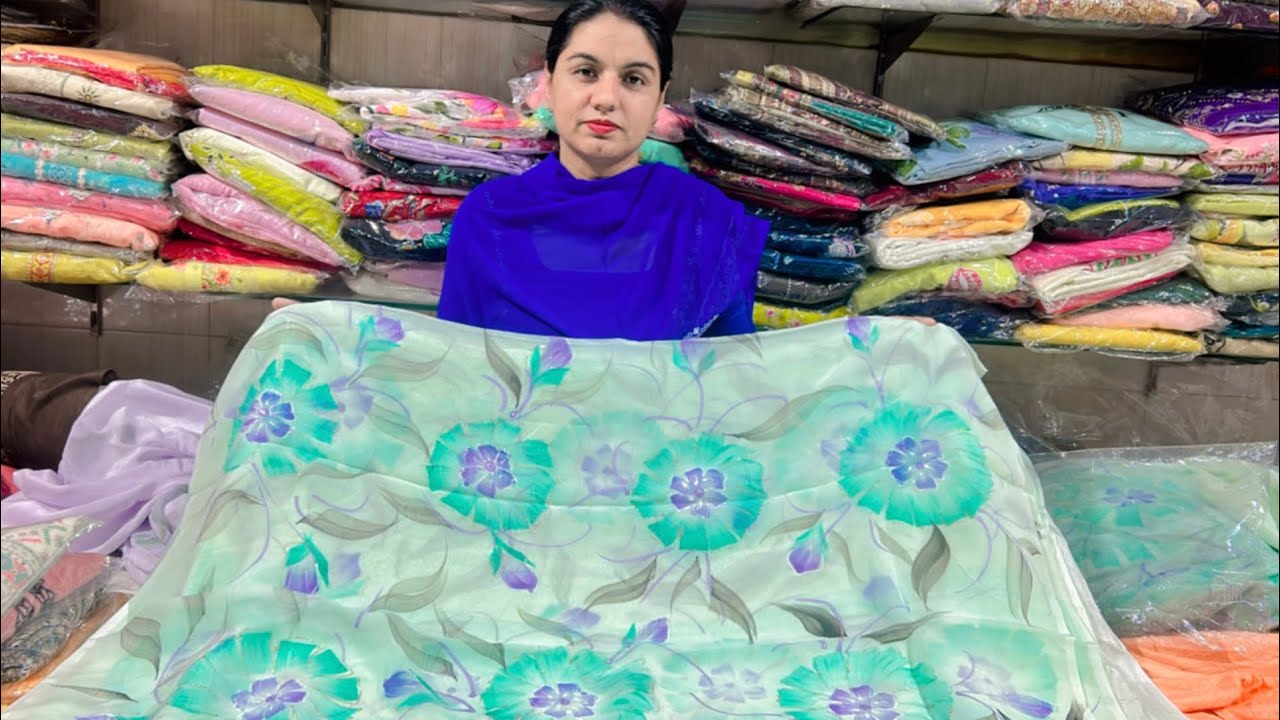 Organza m brush painting k amazing 🤩 suit ❤️|| Royal collection Bawana