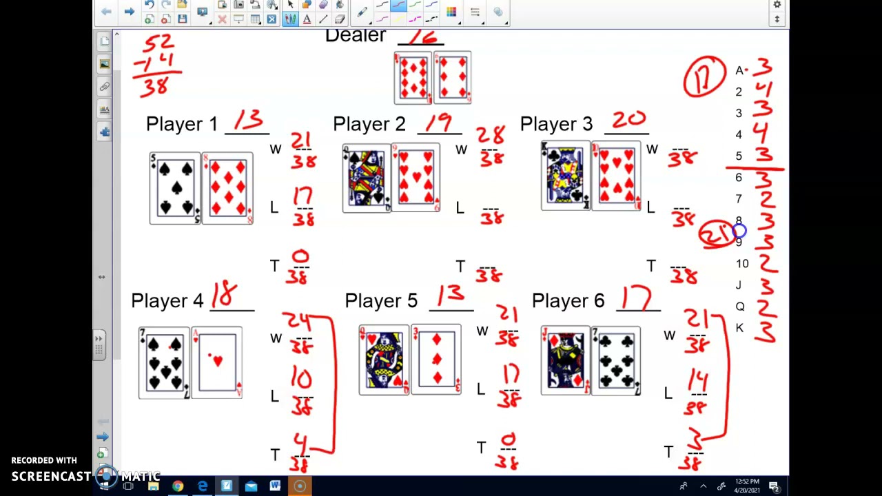 Using Blackjack to show probability