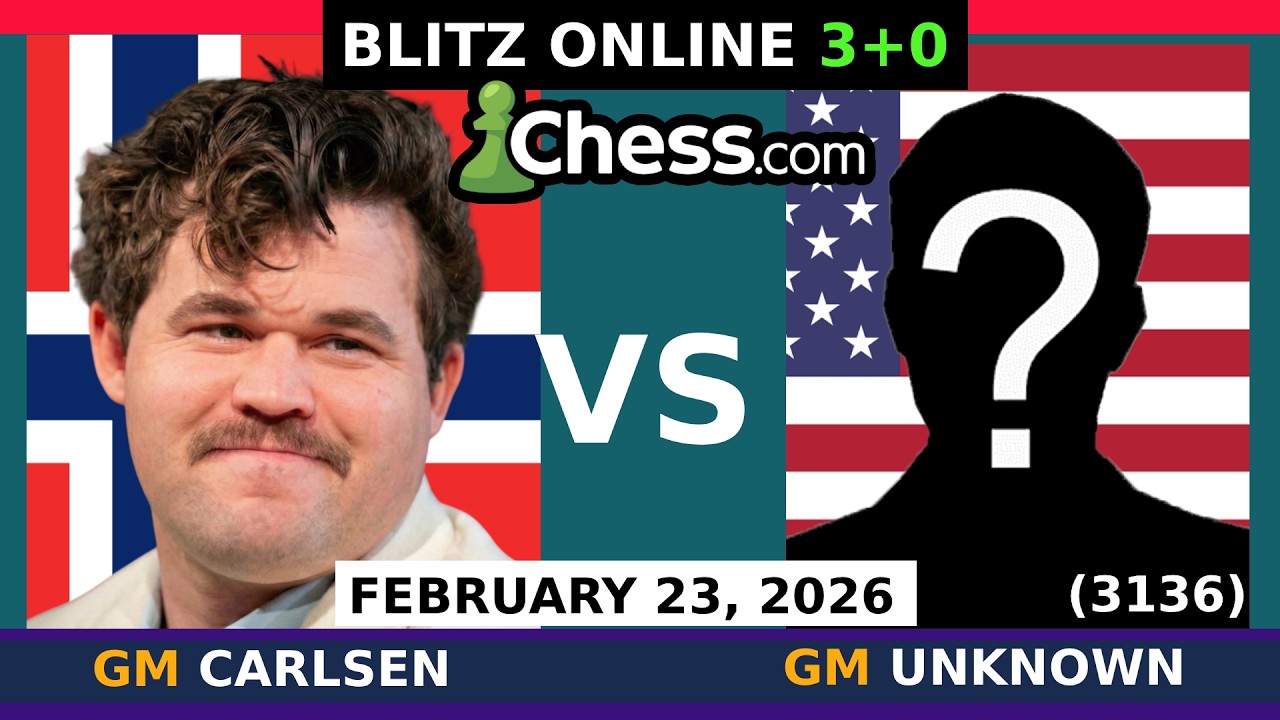 Magnus Carlsen vs GM Neferpitou27 | Blitz Chess 3+0 | ChessCom | February 23, 2026