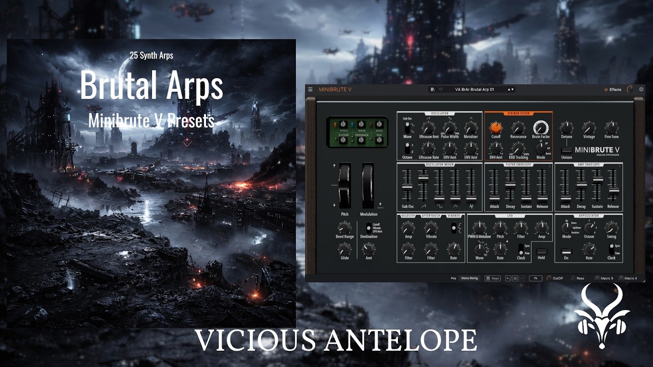 Arturia Minibrute V Presets – Brutal Arps | Vicious Antelope Dark Cinematic Arps
