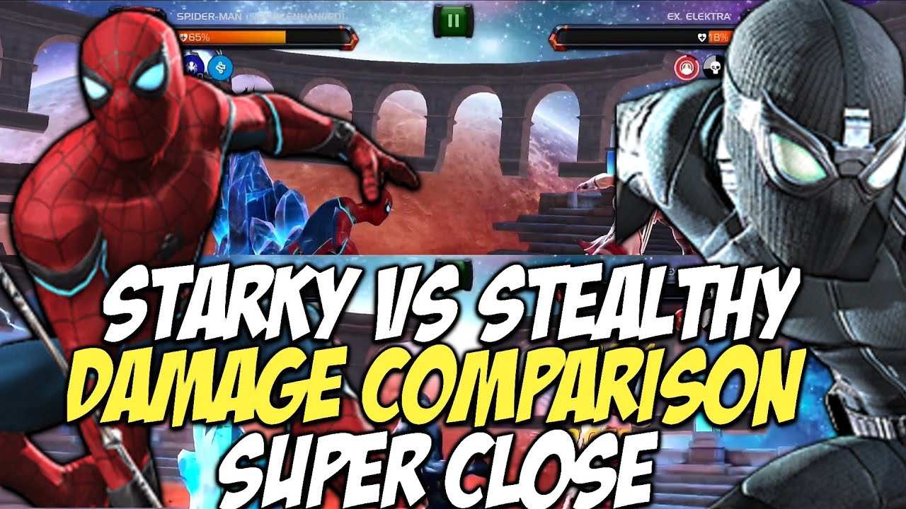 Stealth Spidey Vs Stark Spidey Damage Comparison | As Close As It Gets | Marvel Contest Of Champions