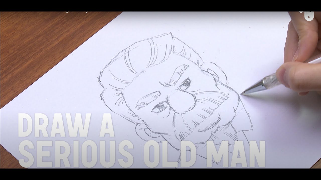 Learn how to draw manga easily: Draw a serious old man