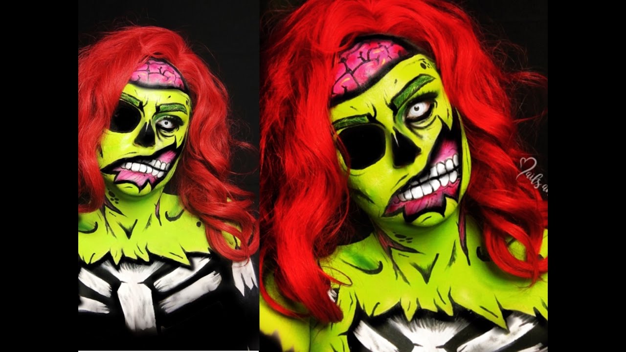 Zombie Pop Art Cartoon | Halloween Makeup | Makeup Tutorial |  Maryandpalettes
