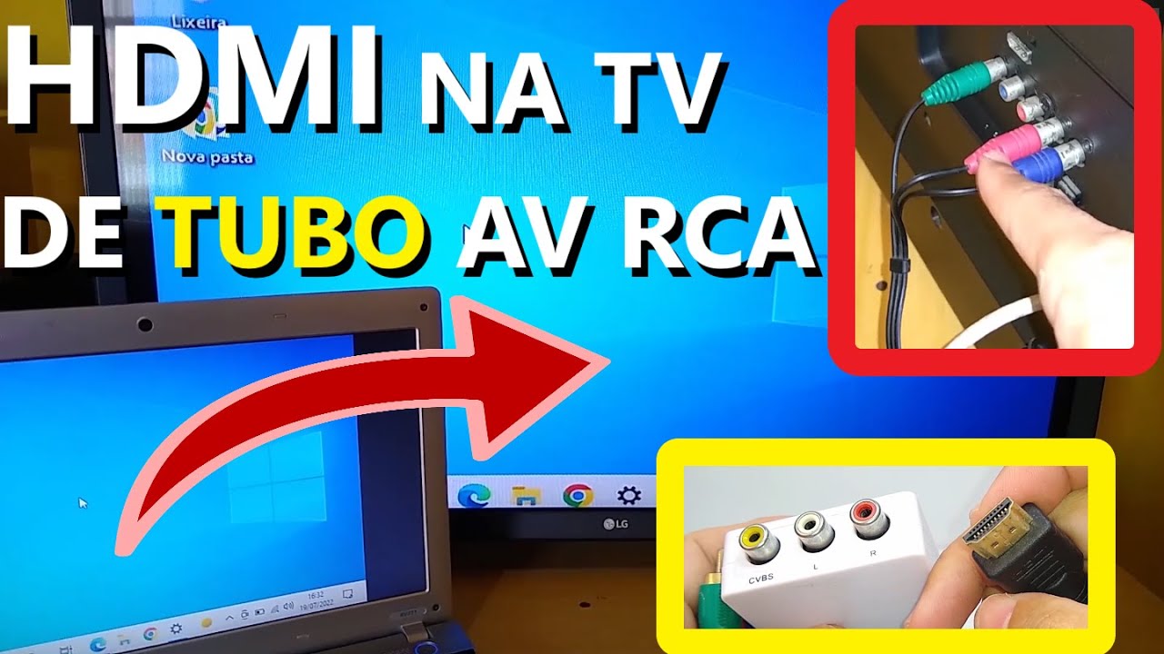 COMO LIGAR NOTEBOOK NA TV DE TUBO - HDMI PARA AV - DICA PARA CELULAR MHL x HDMI e outros conversores