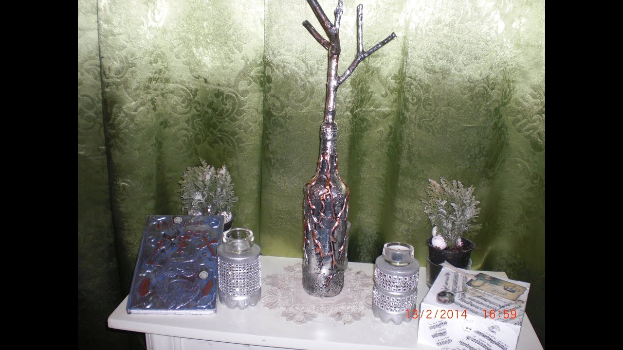 DIY - metal tape art - Alu Tape - Flasche gestalten - Schmuckständer 2