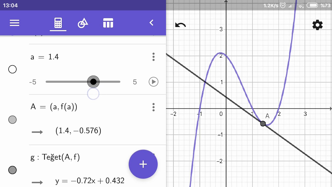 Cepte Geogebra - Türev