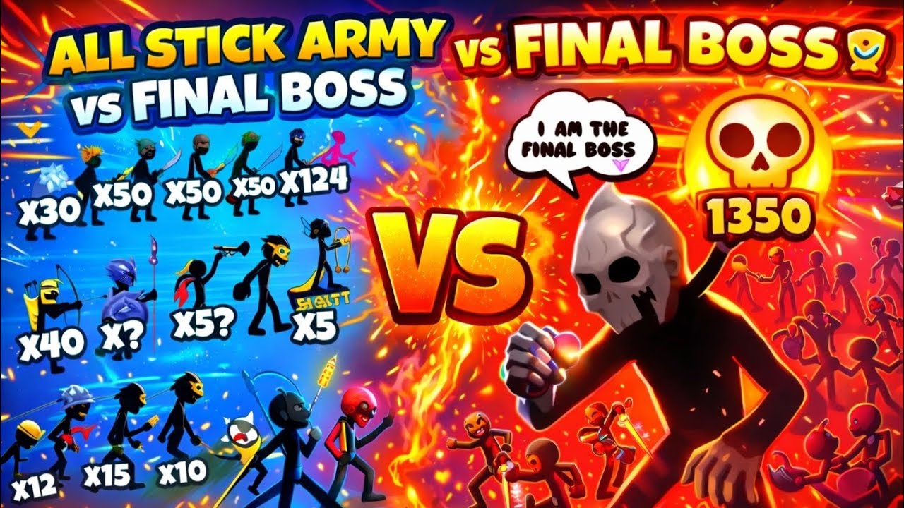 Weak vs Strong Stick Army vs BOSS 😱