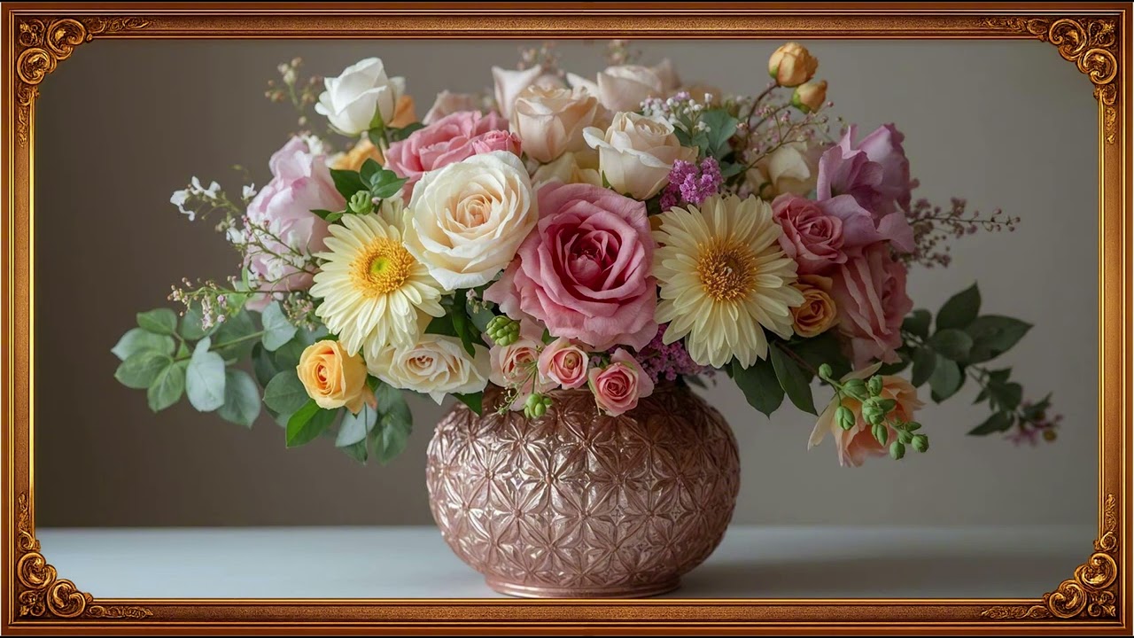 TV Wall Art 4K | Elegant Floral Bouquet in Vase | 2 Hour 4K Wall Art