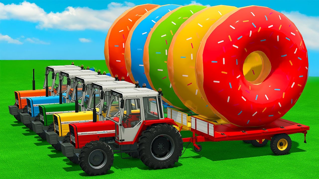 LOAD AND TRANSPORT GIANT DONUTS WITH LANDINI TRACTORS - Farming Simulator 25