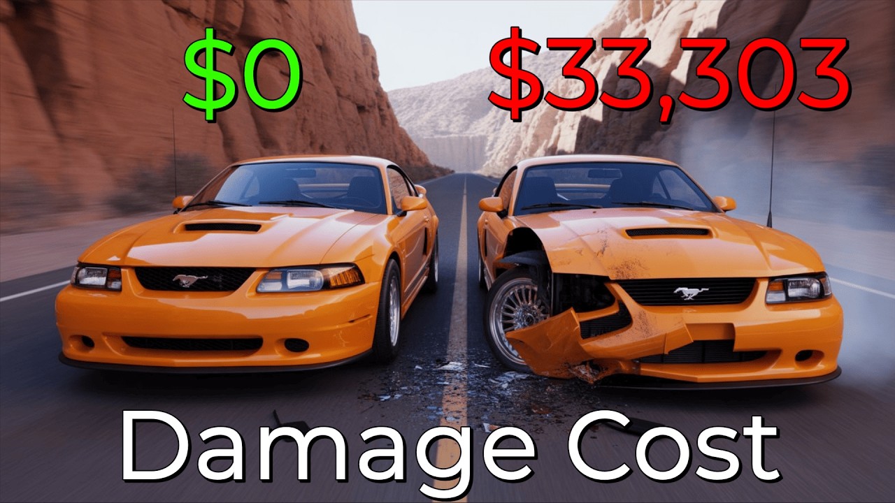 Realistic Crashes BeamNG.drive Damage Cost Ford Mustang SVT Cobra R (2000) | Epic Wallet Survival