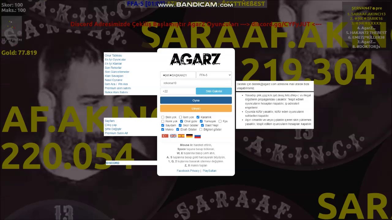 AGARZ FFA-5 REKOR! SARAAF.AKINCI13 5.360.467 SKOR! +(İZLEYİCİ)