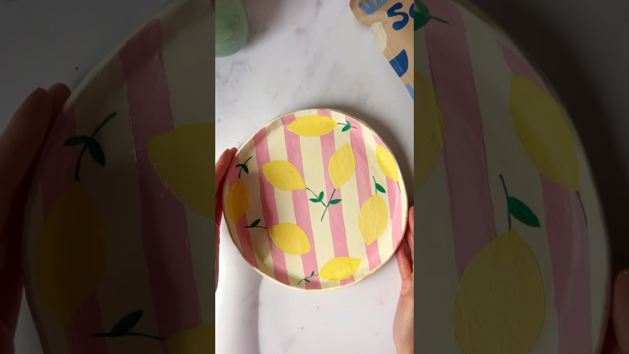 Trending: decorative plates 🍋🌸🍽️ #diypottery #diycrafts #pottery #clay #airdryclay #diy #summer