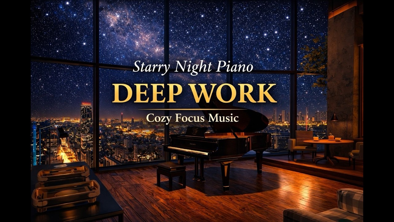 Starry Night Piano for Deep Work 🌌 Cozy Focus Music
