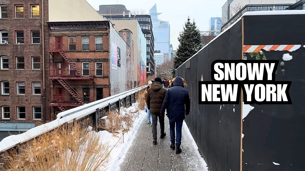 [4K] NYC Snow Walk ❄️ High Line Shutdown at 23rd St (Icy Conditions)