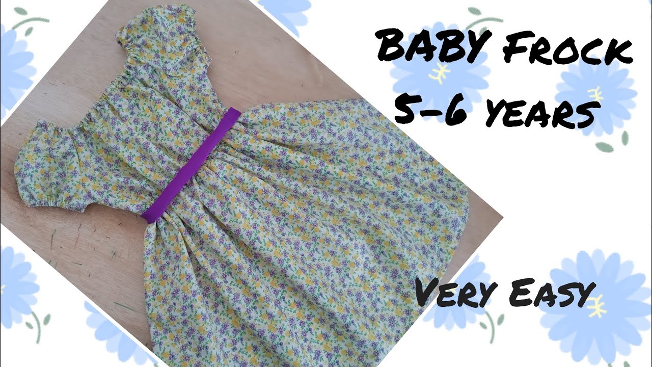 Baby Frock Cutting & Stitching With Elastic Yoke / Very Easy / 5-6 Years