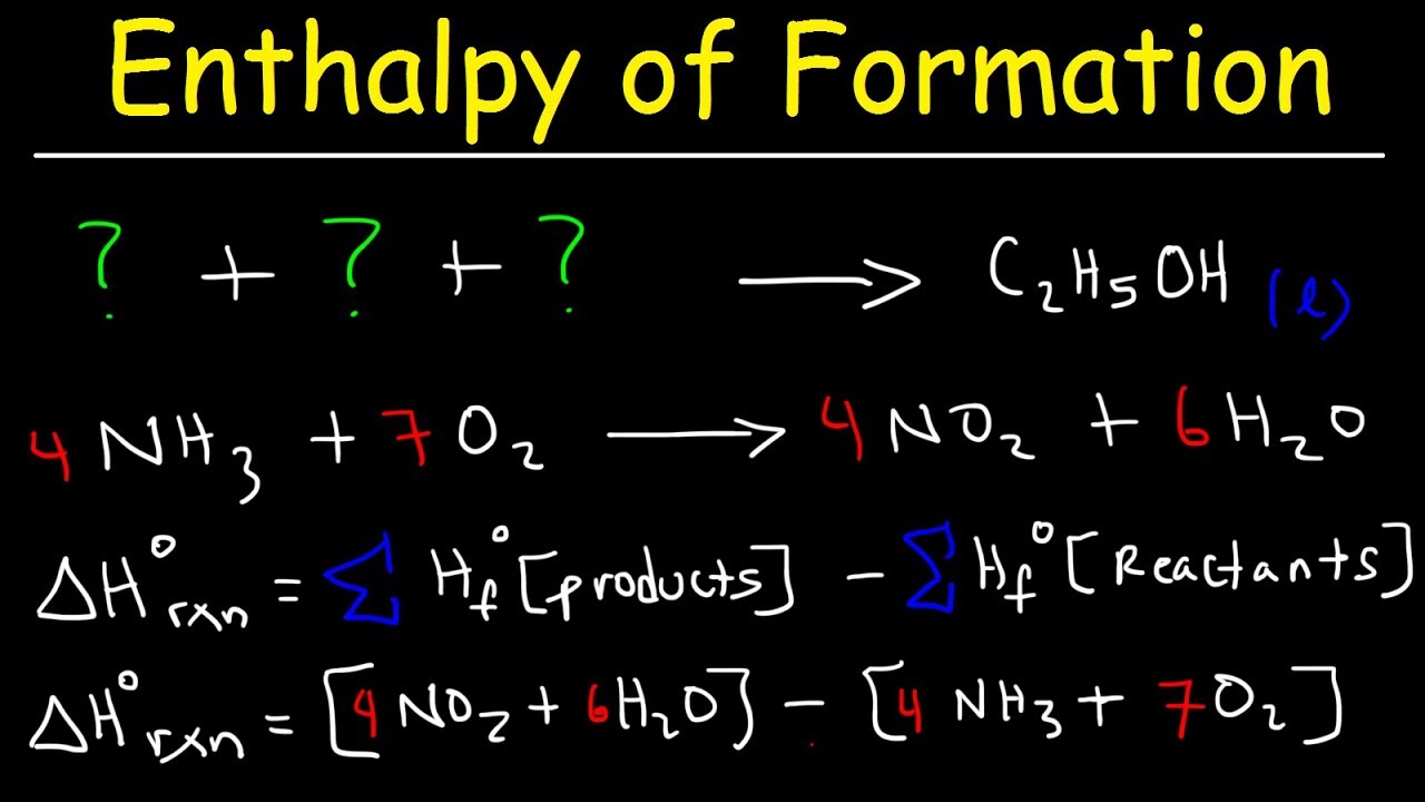 Enthalpy of Formation Reaction & Heat of Combustion, Enthalpy Change Problems   Chemistry