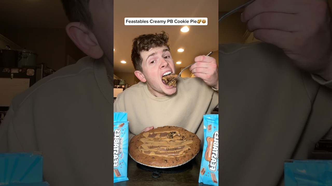 Eating Feastables Peanut Butter Chocolate Cookie Pie For The Day!