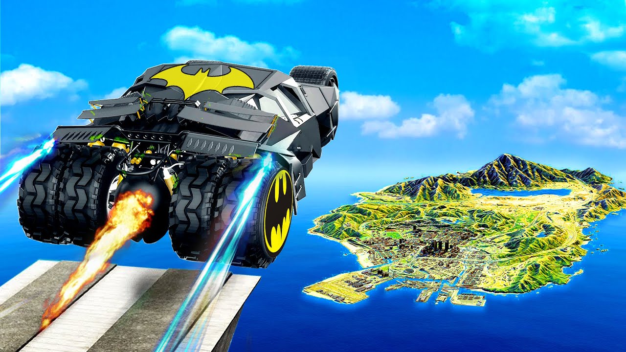 SHINCHAN JUMPING BATMAN CAR Across GTA 5 (GTA 5 IMPOSSIBLE) | THELOUDDUDE