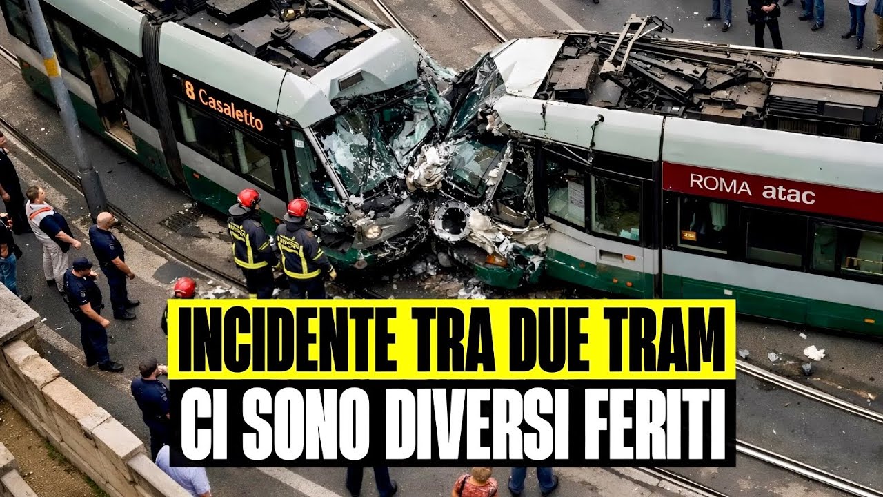 ULTIM'ORA INCIDENTE TRA DUE TRAM A ROMA: CI SONO DIVERSI FERITI.  SOCCORSI SUL POSTO