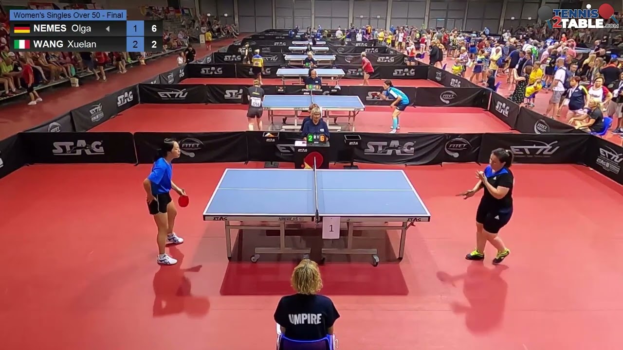 NEMES Olga vs WANG Xuelan Championnats d'Europe Vétérans 2022 tennis de table Rimini